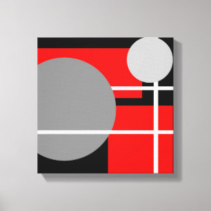 Modern Red Gray Schwarz-weiß - Wrapped Canvas Leinwanddruck
