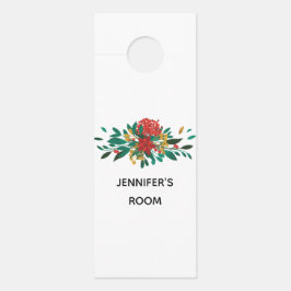 Modern Red Green & Gold Christmas Floral Türanhänger