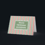 Modern Red Green Grandson Frohe Weihnachten Karte<br><div class="desc">Frohe Weihnachten für Enkelkarte mit rotem und grünem Herringbone-Muster und nachdenklichem Vers.</div>