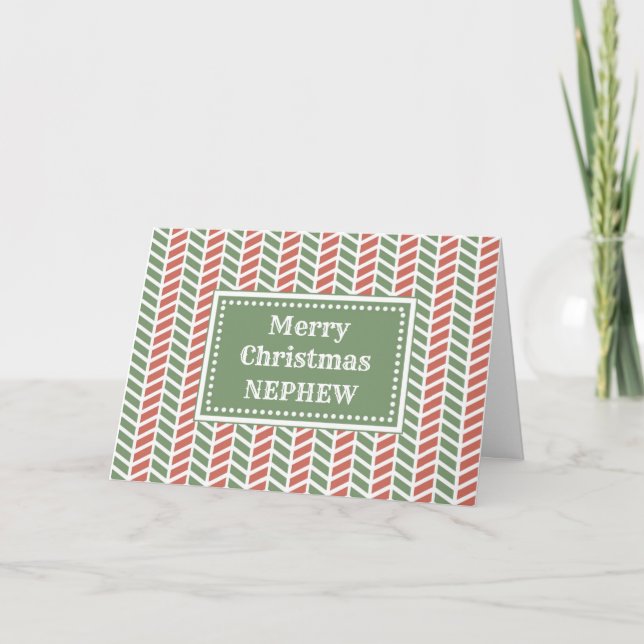 Modern Red Green Nephew frohe Weihnachten Karte (Vorderseite)