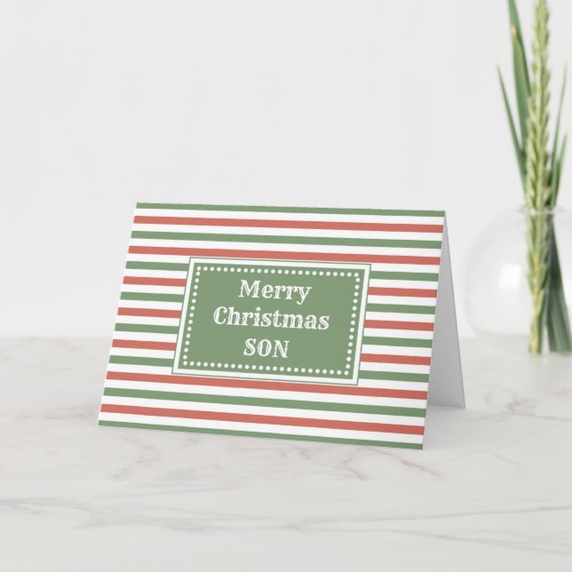 Modern Red Green Son Frohe Weihnachten Karte (Vorderseite)