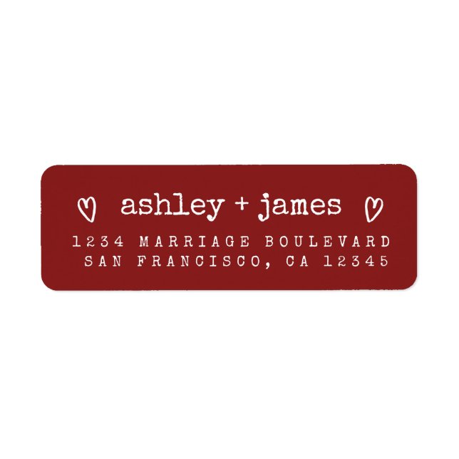 Modern Red Heart Couple Return Address (Vorne)