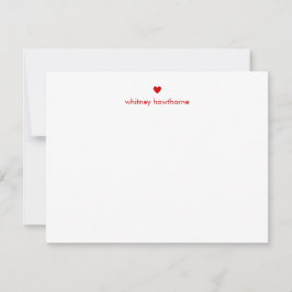 Modern Red Heart Stationery Einfache Minimal Custo Mitteilungskarte