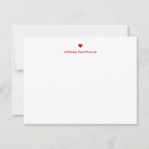 Modern Red Heart Stationery Einfache Minimal Custo Mitteilungskarte