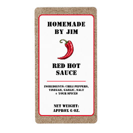 Modern Red Hot Chili Sauce Pepper Kraft Label