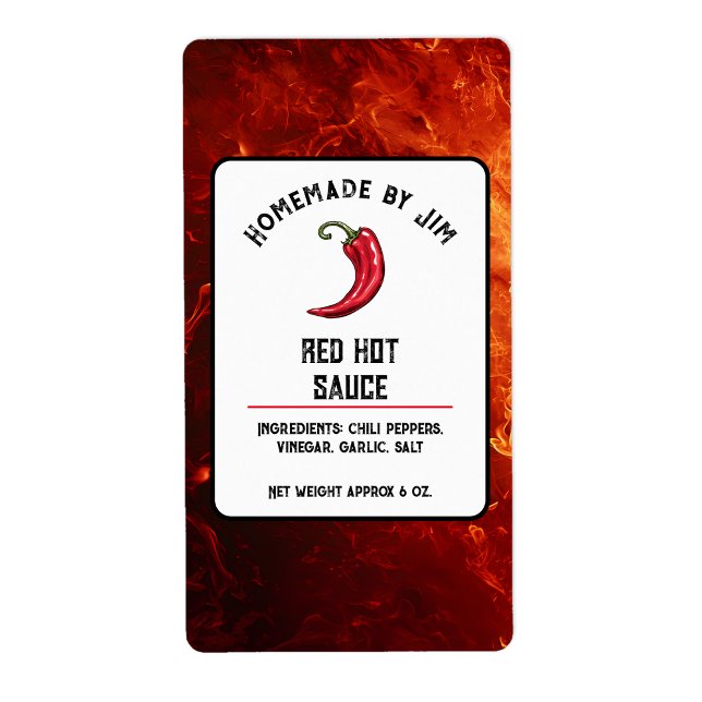 Modern Red Hot Chili Sauce Pepper Label (Von Creator hochgeladen)
