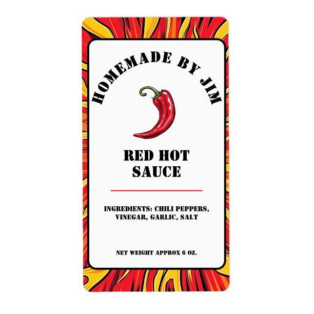 Modern Red Hot Chili Sauce Pepper Label (Von Creator hochgeladen)