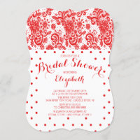 Modern Red Lace Bridal Dusche Einladung