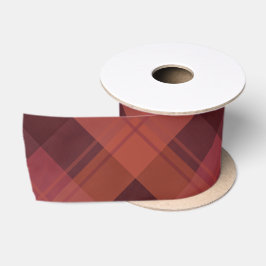 Modern Red Maroon Marsala Kariertes Muster Weihnac Satinband