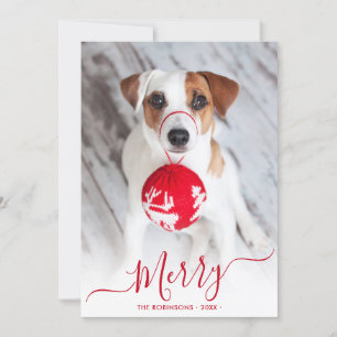 Modern Red Merry Script 2 Foto Weihnachten