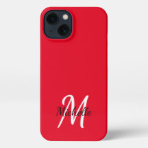 Modern Red Monogram Name + Initial