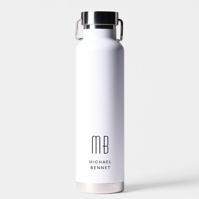 Modern Red Monogram Trinkflasche (Vorne)