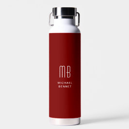 Modern Red Monogram Trinkflasche