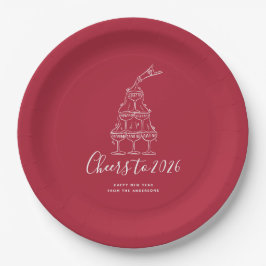 Modern Red New Years Eve Party Paper Plate Pappteller