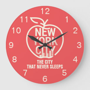 Modern Red NEW YORK CITY Big Apple Große Wanduhr