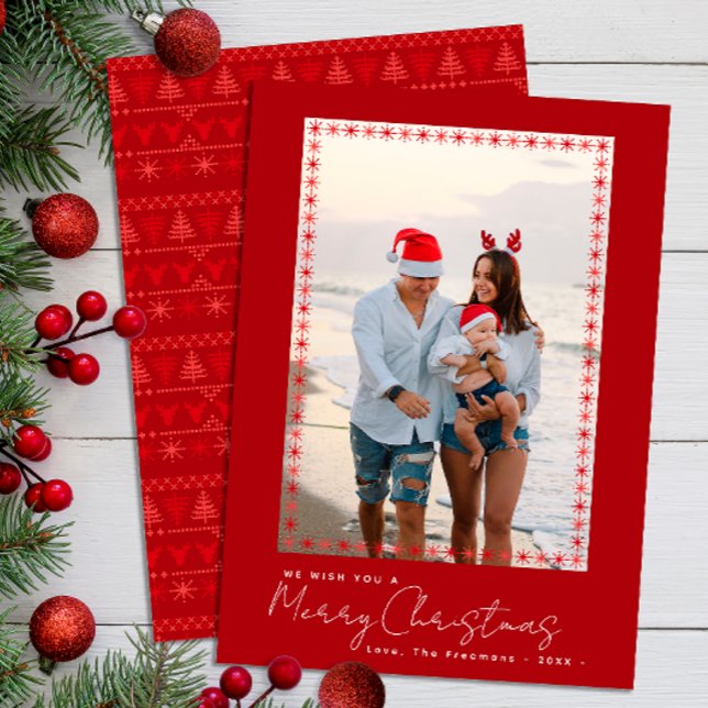 Modern Red Nordic Christmas Feiertagskarte (Simple Red Christmas Card)