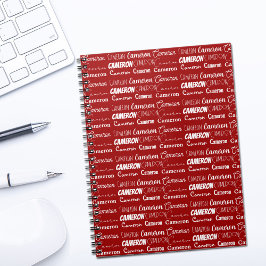 Modern Red Personalized Name Collage Notizblock