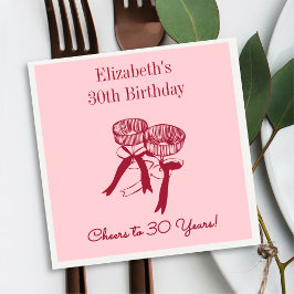 Modern Red&Pink freut sich auf 30 Jahre Geburtstag Serviette