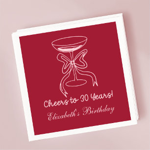 Modern Red&Pink freut sich auf 30 Jahre Geburtstag Serviette