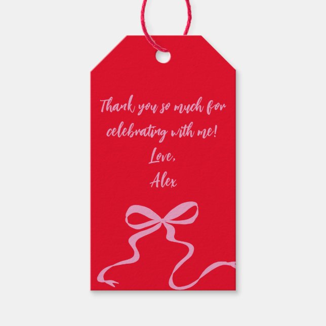 Modern Red Pink Gefallen Tag Geschenkanhänger (Vorderseite)