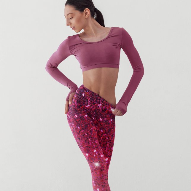 Modern Red & Pink Glitter Sparkles Gift Leggings (Von Creator hochgeladen)