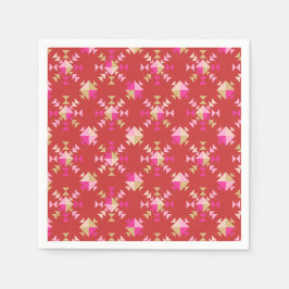 Modern Red Pink Gold Geometrische Schneeflocken Mu Serviette