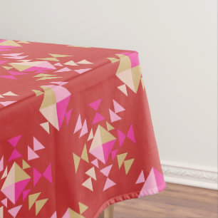 Modern Red Pink Gold Geometrische Schneeflocken Mu Tischdecke