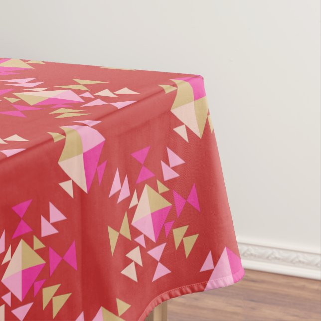 Modern Red Pink Gold Geometrische Schneeflocken Mu Tischdecke (Beispiel)