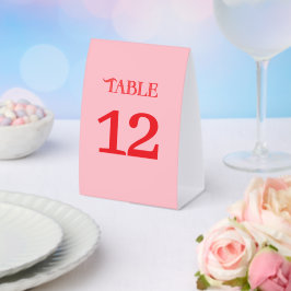 Modern Red & Pink Retro Wedding Table Number Tischaufsteller