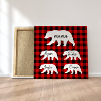 Modern Red Pläd and White Mama Bear Gift