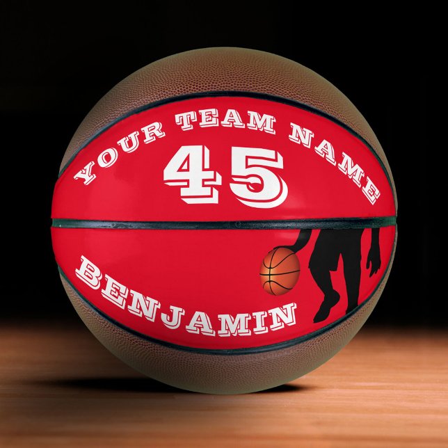 Modern Red Player Team Name Number Basketball (Von Creator hochgeladen)