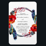 Modern Red Poppy Boho Feather Wedding Einladung Magnet<br><div class="desc">Dieses Design ist mit Blumenelementen mit roten Orangenpfeifen und aquamarinen blauen Boho Federn gestaltet. Ideal für Ihre Hochzeitsfeiern! Dies ist ein Mix- und Match-Sammelstück. Genießen</div>