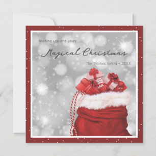 Modern Red Presents Magical Christmas Feiertagskarte