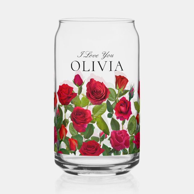 Modern Red Rose Minimalist Name I Love You (Recto)