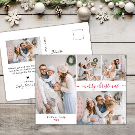 Modern Red Script 5 Multiple Christmas Foto Postkarte