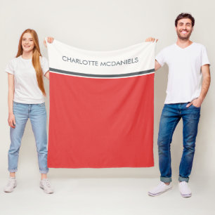 Modern Red Simple Personalisiert Name Fleecedecke