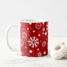 Modern Red Snowflake Weihnachtskaffee Tasse