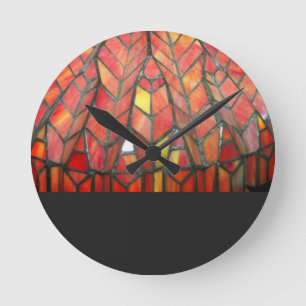 Modern Red Stained Glass Clock Runde Wanduhr