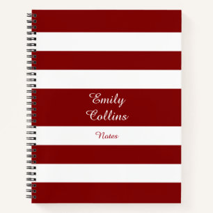 Modern Red Strips Script Name Notizbuch