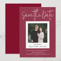 Modern Red Verlobung Snapshot Foto Save the Date