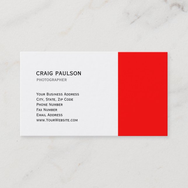 Modern Red White Black Business Card Visitenkarte (Vorderseite)
