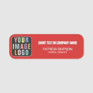 Modern Red White Company Logo, Name des Mitarbeite Namensschild