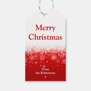 Modern Red White Frohe Weihnachten Geschenkanhänger