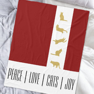 Modern Red White Gold Cat Weihnachten Fleecedecke