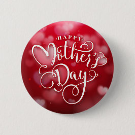 Modern Red White Hearts Happy Mother Day Button