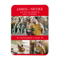 Modern Red & White Save the Date Hochzeit 3 Fotos