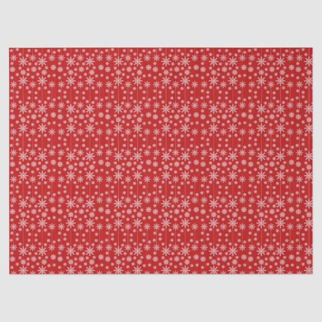 Modern Red & White Snowflake Christmas Holiday Seidenpapier (Vorderseite)