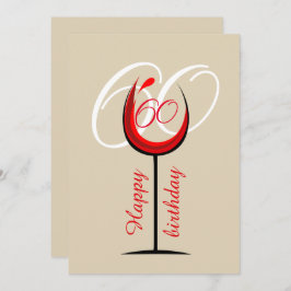 Modern Red Wine Glass Script 60. Geburtstag Karte