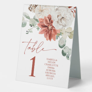 Modern Red Winter Christmas Tischnummer Card Tischaufsteller