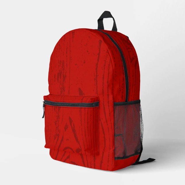 Modern Red Wood Grain Bedruckter Rucksack (Rückseitige Ecke Rechts)